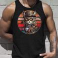 Steampunk Cat Retro Sunset Glasses Hat And Watches Tank Top Geschenke für Ihn