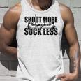 Damen Shoot More Suck Less Lustige Jagdliebhaber Hunter Papa Ehemann Mit-Ausschnitt Tank Top Geschenke für Ihn