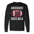 10Th Birthday Football Player 10 Years Old Vintage Sports Long Sleeve T-Shirt Gifts ideas