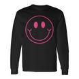 70S Cute Pink Smile Face Peace Happy Smiling Face Long Sleeve T-Shirt Gifts ideas