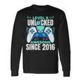 8 Year Old Gamer Gaming 8Th Birthday Level 8 Unlocked Long Sleeve T-Shirt Gifts ideas