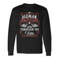 Aleman Blood Runs Through My Veins Vintage Family Name Long Sleeve T-Shirt Gifts ideas