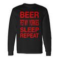 Beer Pet Yorkies Sleep Repeat Red CDogLove Long Sleeve T-Shirt Gifts ideas