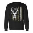 Best Buckin' Dad Ever Deer Hunting Fathers Day American Flag Long Sleeve T-Shirt Gifts ideas