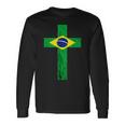 Brazil Jesus Cross Brazilian Faith Brasileiro Christian Long Sleeve T-Shirt Gifts ideas