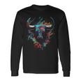 Bull Colorful Bull Riding Meat Favorite Animal Bull Fan Long Sleeve T-Shirt Gifts ideas