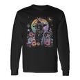 Graphic Cat Witchy And Flowers Cats With Crescent The Moon Long Sleeve T-Shirt Gifts ideas