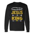 Christliches Langarmshirts Jesus is King mit Dornenkrone Design, Glaubensbekenntnis Tee Geschenkideen