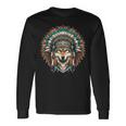 Coiffe Amérindienne Loup Indien T-shirt à manches longues Idées cadeaux