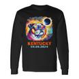 Colorful Bulldog Total Solar Eclipse 2024 Kentucky Long Sleeve T-Shirt Gifts ideas