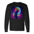 Cute Black Cat Spooky Yellow Purple Full Moon Logo Long Sleeve T-Shirt Gifts ideas