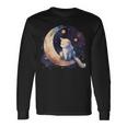 Cute Cat Crescent Moon Phases Purple Star Night Kawaii Cat Long Sleeve T-Shirt Gifts ideas