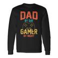 Dad By Day Gamer By Night Video Gamer Dad Fathers Day Long Sleeve T-Shirt Gifts ideas