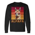 Damen Alpapa Alpaka Fan Lama Fan Liebhaberatertag Tiere Papa Mit-Ausschnitt Langarmshirts Geschenkideen