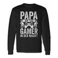 Damen Gaming Dad Papa Am Tag Gamer In Der Nacht Mit-Ausschnitt Langarmshirts Geschenkideen