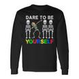 Dare To Be Your Self Dabbing Skeleton Autism Awareness Long Sleeve T-Shirt Gifts ideas