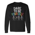 Dare To Be Yourself Autism Awareness Dabbing Skeleton Long Sleeve T-Shirt Gifts ideas