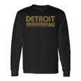 Detroit Michigan Mi Retro Vintage 60'S 70'S 80'S Long Sleeve T-Shirt Gifts ideas