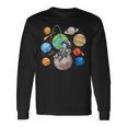 Divertido Astronauta Espacial Planeta Luna Ciencia Sistema Solar Camiseta de manga larga Ideas de regalos