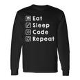 Eat Sleep Code Repeat Geek Programmer Developer Camiseta de manga larga Ideas de regalos