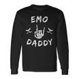 Emo Daddy Emo Dad Goth Skeleton Hand Rock On Father's Day Long Sleeve T-Shirt Gifts ideas