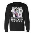 Endlich 18 Einhorn Langarmshirts - Humorvoller Aufdruck zum Erwachsenwerden Geschenkideen