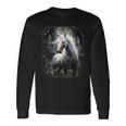 Fantasy White Unicorn Standing In A Forest Long Sleeve T-Shirt Gifts ideas