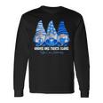 Foster Care Awareness Month Blue Ribbon Gnomies Support Long Sleeve T-Shirt Gifts ideas