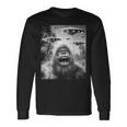 Graphic Bigfoot Selfie With Alien Ufo Vintage Bigfoot Long Sleeve T-Shirt Gifts ideas