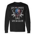 Give Me Liberty Or Give Me Death Skull Ar-15 American Flag Long Sleeve T-Shirt Gifts ideas