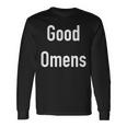 Good Omens Schwarz Langarmshirts mit Weißer Schrift Unisex, Engel & Dämon Design Geschenkideen