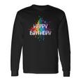 Happy Birthday Regenbogenfarbe Splash Neon Rot Orange Blau Top Langarmshirts Geschenkideen