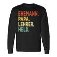 Herren Ehemann Papa Lehrer Held Retro-Jahrgangatertag Langarmshirts Geschenkideen