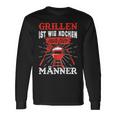 Herren Grillen Ist Kochen Für Männer Grillmeister Spruch Papa Opa Langarmshirts Geschenkideen