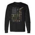 Hockey American Flag Camo Us Patriotic Hockey Player Long Sleeve T-Shirt Gifts ideas