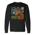 Horse Lover Van Gogh Style Starry Night Graphic Long Sleeve T-Shirt Gifts ideas