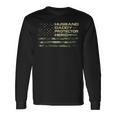 Husband Daddy Protector Hero Fathers Day American Flag Mens Long Sleeve T-Shirt Gifts ideas