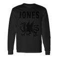 Jones Surname Welsh Family Name Wales Heraldic Dragon Long Sleeve T-Shirt Gifts ideas