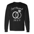 Just Married 2024 Wedding Rings Matching Couple Newlyweds Long Sleeve T-Shirt Gifts ideas