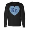 Kansas City Heart Kc Hearts I Love Kc Letters Blue Vintage Long Sleeve T-Shirt Gifts ideas