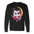 Kawaii Cat Moon Sakura Flowers Anime Neko Japanese Kitten Long Sleeve T-Shirt Gifts ideas