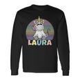 Laura Name Vorname Einhorn Regenbogen Personalisiert Langarmshirts Geschenkideen