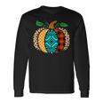 Leopard Print Pumpkin Plaid Aztec Southwest Teal Pumpkin Long Sleeve T-Shirt Gifts ideas