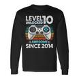 Level 10 Unlocked Awesome Since 2014 10Th Birthday Boys Long Sleeve T-Shirt Gifts ideas