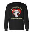 Love Animals Don't Eat Them Vegan Vegetarian Cow Face Long Sleeve T-Shirt Gifts ideas