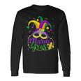 Mardi Gras Party Hat Beads Mask Feathers Fleur-De-Lis Long Sleeve T-Shirt Gifts ideas