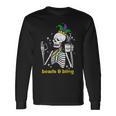 Mardi Gras Skeleton Beads Bling Outfit Women Long Sleeve T-Shirt Gifts ideas