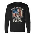 Mein Lieblings-Baseballspieler Nennt Mich Papa American Flag Dad Langarmshirts Geschenkideen