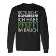 Nicht Schubsen Pfeffi Bauch Langarmshirts - Schwarz, Spaßiges Tee Geschenkideen