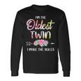 Oldest Twin Sibling Birthday Twins Matching Long Sleeve T-Shirt Gifts ideas